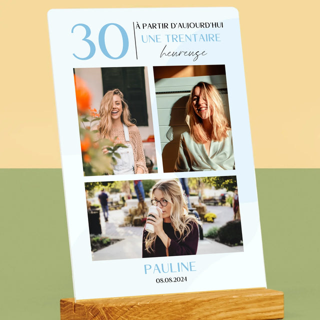 Le Collage Photo: À Partir D'Aujourd'Hui 30 Heureuse - Impression Sur Verre Acrylique