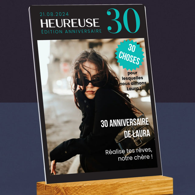 La Couverture De Magazine: Heureuse 30 - Impression Sur Verre Acrylique