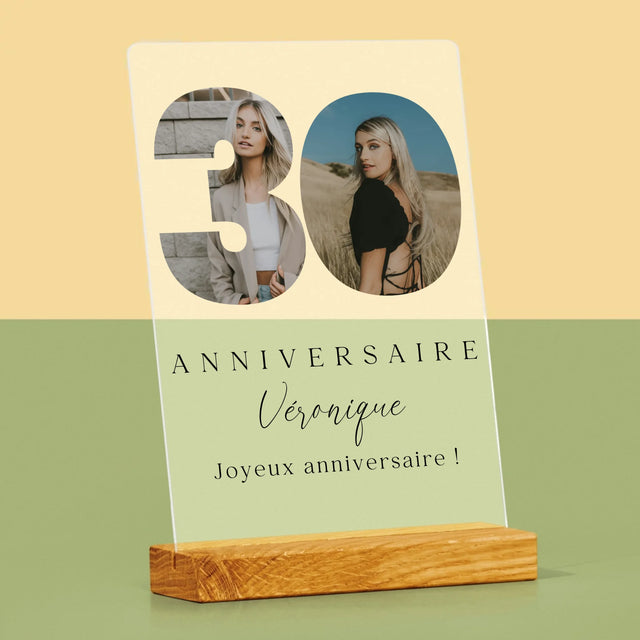 Collage Photo De Lettre: 30E Anniversaire Et Texte En Bas - Impression Sur Verre Acrylique