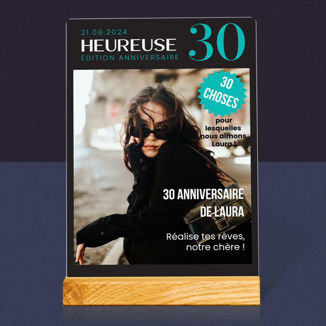 La Couverture De Magazine: Heureuse 30 - Impression Sur Verre Acrylique