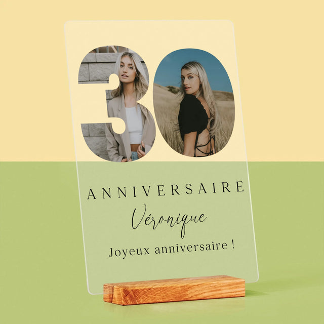 Collage Photo De Lettre: 30E Anniversaire Et Texte En Bas - Impression Sur Verre Acrylique