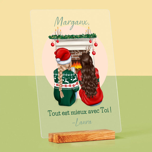 La Création Du Personnage: Les Meilleures Amies À Noël - Impression Sur Verre Acrylique