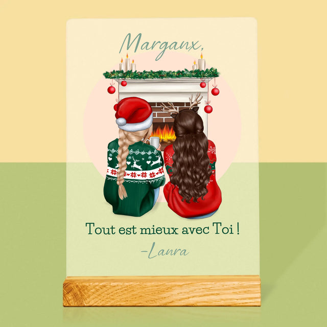 La Création Du Personnage: Les Meilleures Amies À Noël - Impression Sur Verre Acrylique