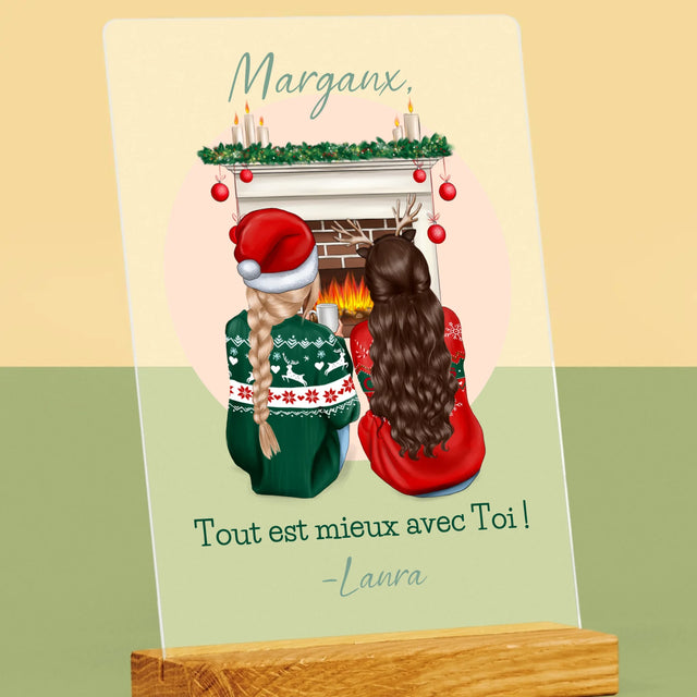 La Création Du Personnage: Les Meilleures Amies À Noël - Impression Sur Verre Acrylique