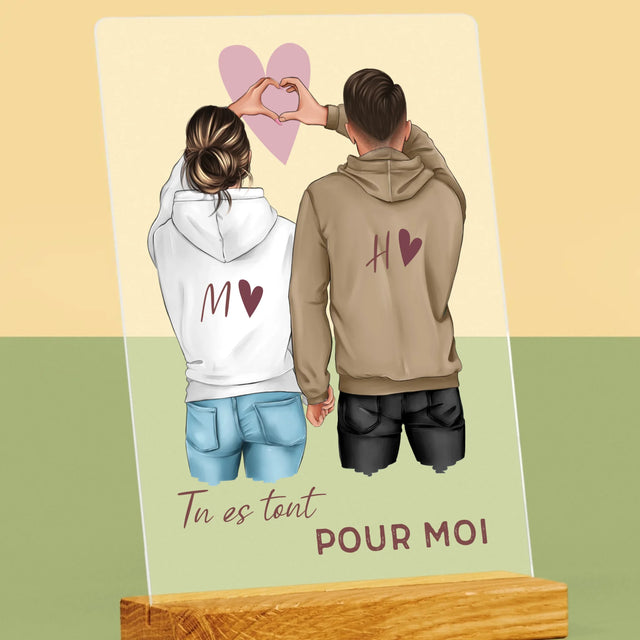 La Création Du Personnage: Couple Cœur - Impression Sur Verre Acrylique