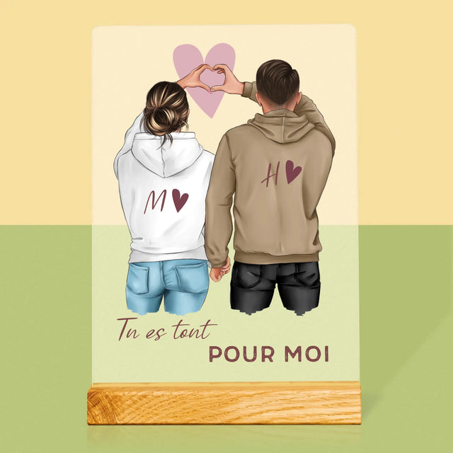 La Création Du Personnage: Couple Cœur - Impression Sur Verre Acrylique