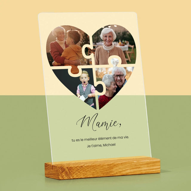 Le Collage Photo: Casse-Tête, Un Cœur Pour Grand-Mère - Impression Sur Verre Acrylique