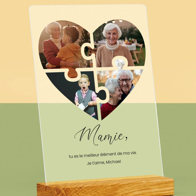 Le Collage Photo: Casse-Tête, Un Cœur Pour Grand-Mère - Impression Sur Verre Acrylique
