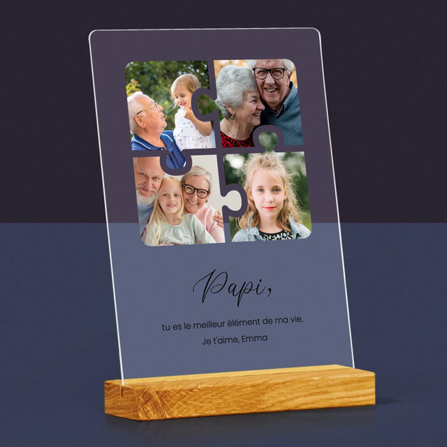Le Collage Photo: Casse-Tête, Un Cœur Pour Grand-Papa - Impression Sur Verre Acrylique