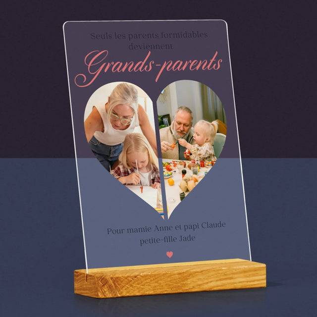 Le Collage Photo: Les Parents Formidables Deviennent Grands-Parents - Impression Sur Verre Acrylique