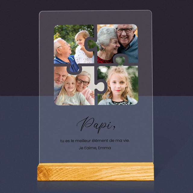Le Collage Photo: Casse-Tête, Un Cœur Pour Grand-Papa - Impression Sur Verre Acrylique
