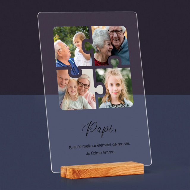 Le Collage Photo: Casse-Tête, Un Cœur Pour Grand-Papa - Impression Sur Verre Acrylique