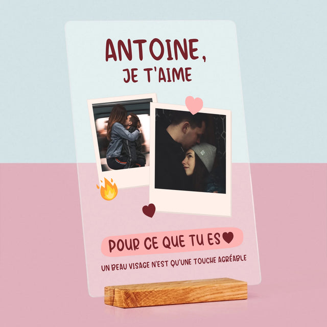 Le Collage Photo: Je T'Aime Pour Ce Que Tu Es - Impression Sur Verre Acrylique