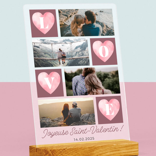 Le Collage Photo: Cœurs Amour - Impression Sur Verre Acrylique