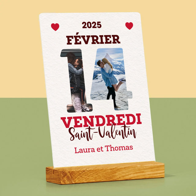 Collage Photo De Lettre: Carte Calendrier Saint-Valentin - Impression Sur Verre Acrylique