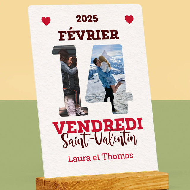 Collage Photo De Lettre: Carte Calendrier Saint-Valentin - Impression Sur Verre Acrylique