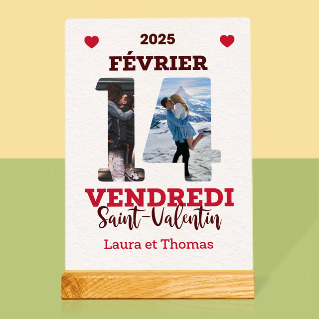 Collage Photo De Lettre: Carte Calendrier Saint-Valentin - Impression Sur Verre Acrylique