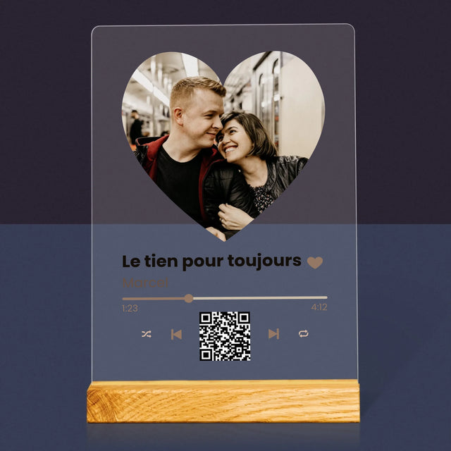 La Photo Et Un Texte: Notre Chanson Cœur Code Qr - Impression Sur Verre Acrylique