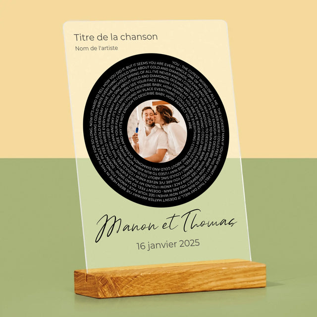 La Photo Et Un Texte: Paroles De Chanson Avec Votre Photo - Impression Sur Verre Acrylique