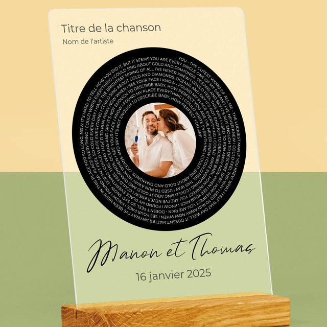 La Photo Et Un Texte: Paroles De Chanson Avec Votre Photo - Impression Sur Verre Acrylique