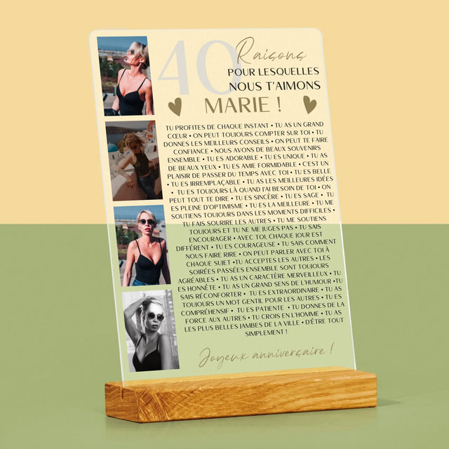 Le Collage Photo: 40 Raisons - Impression Sur Verre Acrylique