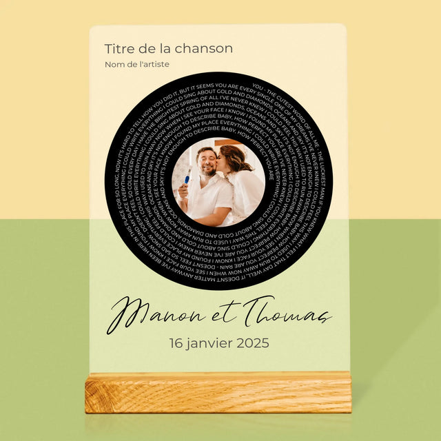 La Photo Et Un Texte: Paroles De Chanson Avec Votre Photo - Impression Sur Verre Acrylique