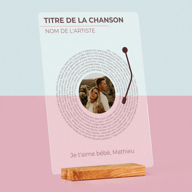 La Photo Et Un Texte: Notre Chanson Disque Vinyle - Impression Sur Verre Acrylique