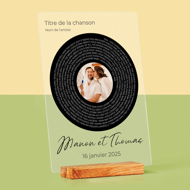La Photo Et Un Texte: Paroles De Chanson Avec Votre Photo - Impression Sur Verre Acrylique
