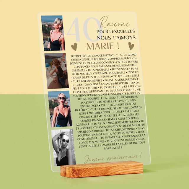 Le Collage Photo: 40 Raisons - Impression Sur Verre Acrylique