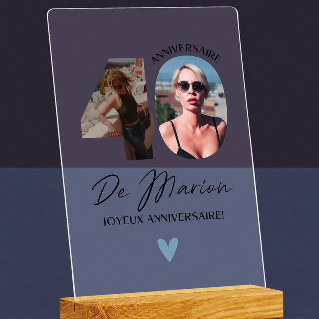 Collage Photo De Lettre: 40 Ans, Des Beaux Moments - Impression Sur Verre Acrylique