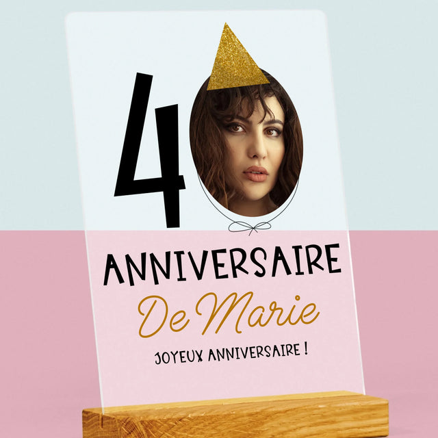 La Photo Et Un Texte: Chapeau Le 40E Anniversaire - Impression Sur Verre Acrylique