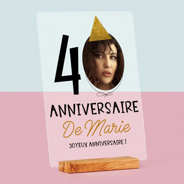 La Photo Et Un Texte: Chapeau Le 40E Anniversaire - Impression Sur Verre Acrylique