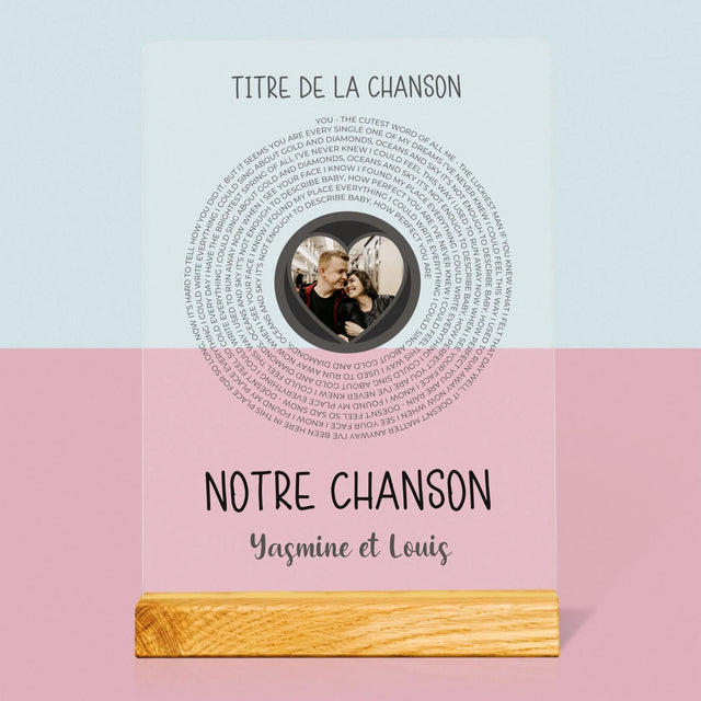 La Photo Et Un Texte: Notre Chanson Avec Les Paroles - Impression Sur Verre Acrylique