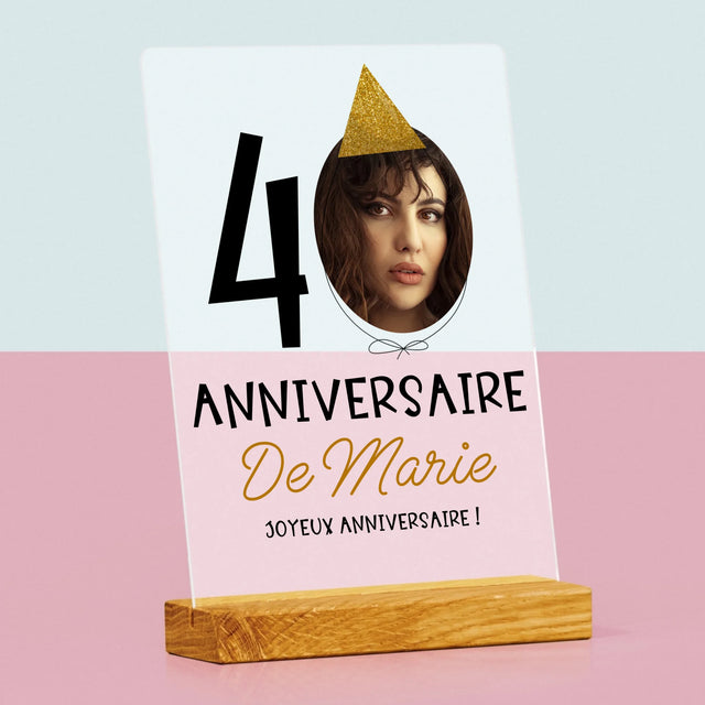 La Photo Et Un Texte: Chapeau Le 40E Anniversaire - Impression Sur Verre Acrylique