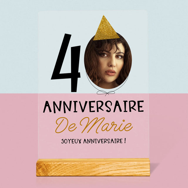 La Photo Et Un Texte: Chapeau Le 40E Anniversaire - Impression Sur Verre Acrylique