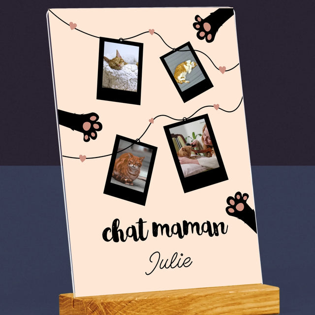 Le Collage Photo: Chat Maman Polaroïds - Impression Sur Verre Acrylique