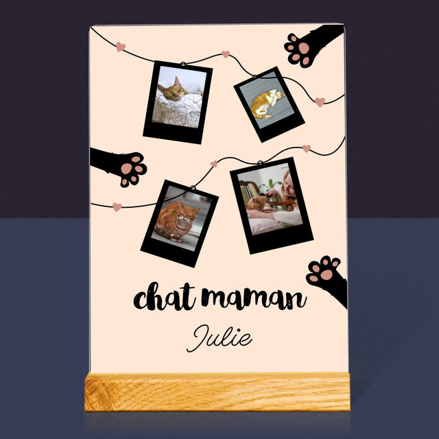 Le Collage Photo: Chat Maman Polaroïds - Impression Sur Verre Acrylique