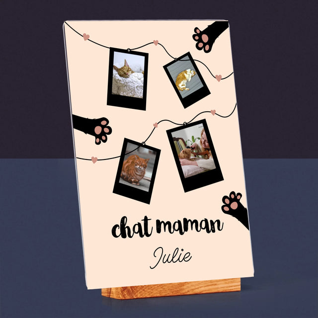 Le Collage Photo: Chat Maman Polaroïds - Impression Sur Verre Acrylique