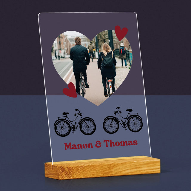 La Photo Et Un Texte: Couple De Cyclistes - Impression Sur Verre Acrylique