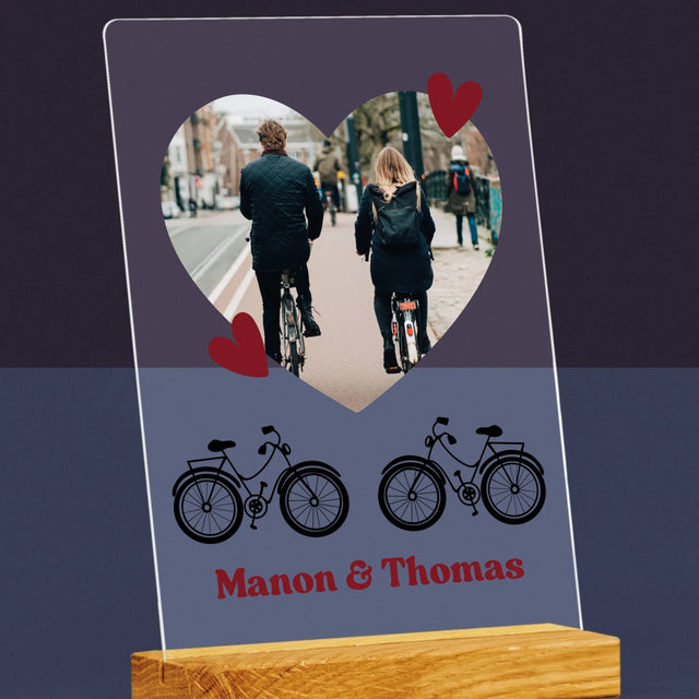 La Photo Et Un Texte: Couple De Cyclistes - Impression Sur Verre Acrylique