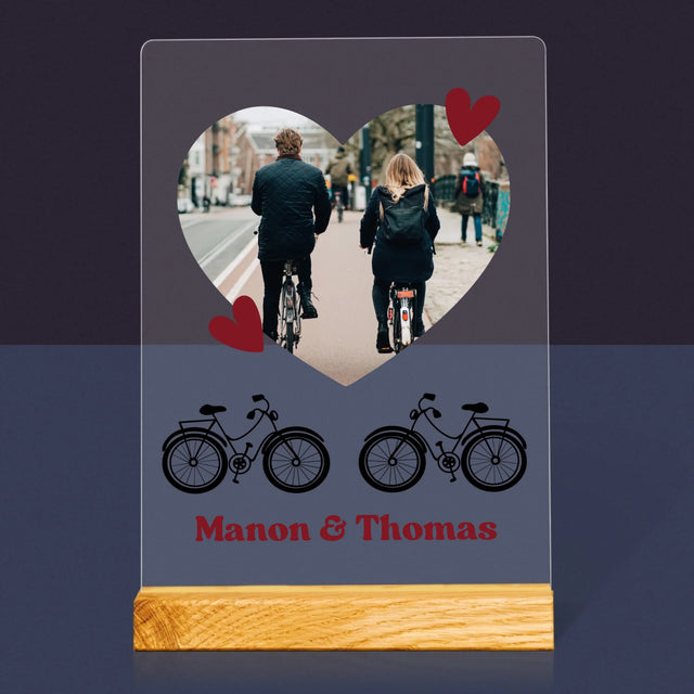 La Photo Et Un Texte: Couple De Cyclistes - Impression Sur Verre Acrylique