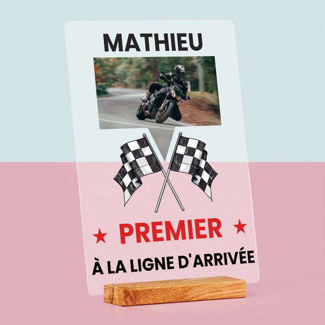 La Photo Et Un Texte: Premier À La Ligne D'Arrivée - Impression Sur Verre Acrylique