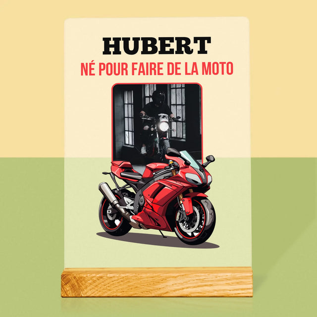 La Photo Et Un Texte: Né Pour Faire De La Moto - Impression Sur Verre Acrylique