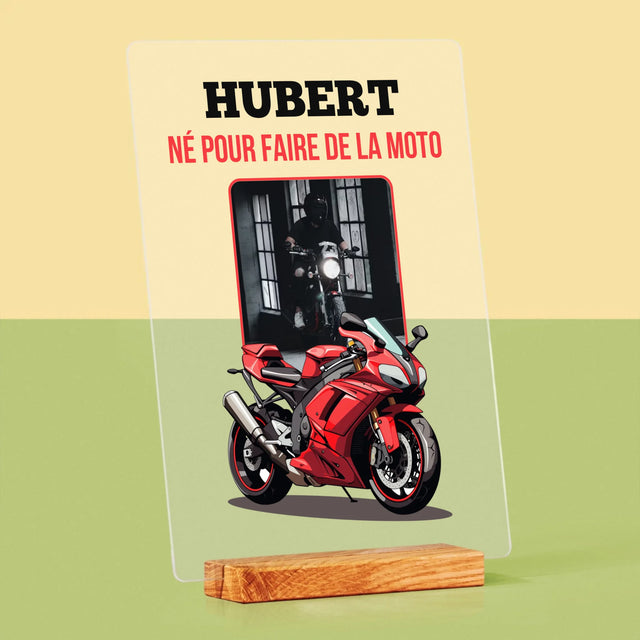 La Photo Et Un Texte: Né Pour Faire De La Moto - Impression Sur Verre Acrylique