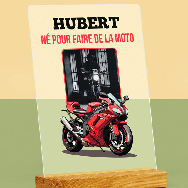 La Photo Et Un Texte: Né Pour Faire De La Moto - Impression Sur Verre Acrylique
