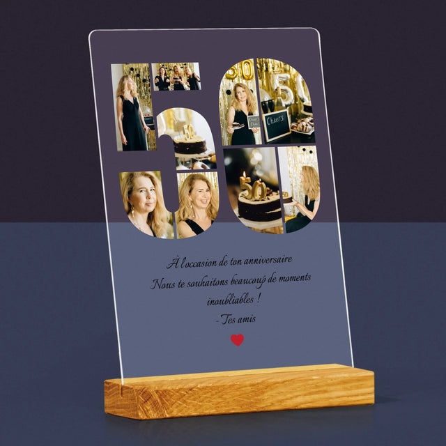 Forme Des Photos: 50 Anniversaire Vœux - Impression Sur Verre Acrylique