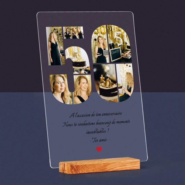 Forme Des Photos: 50 Anniversaire Vœux - Impression Sur Verre Acrylique