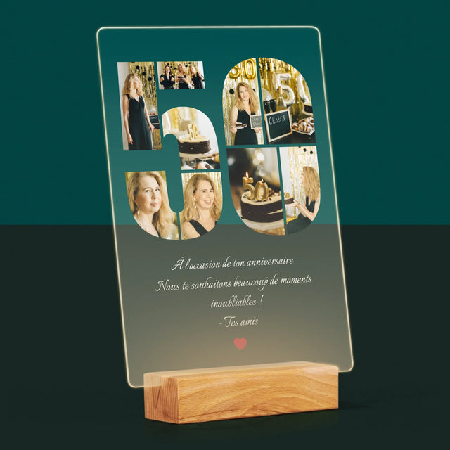 Forme Des Photos: 50 Anniversaire Vœux - Impression Sur Verre Acrylique