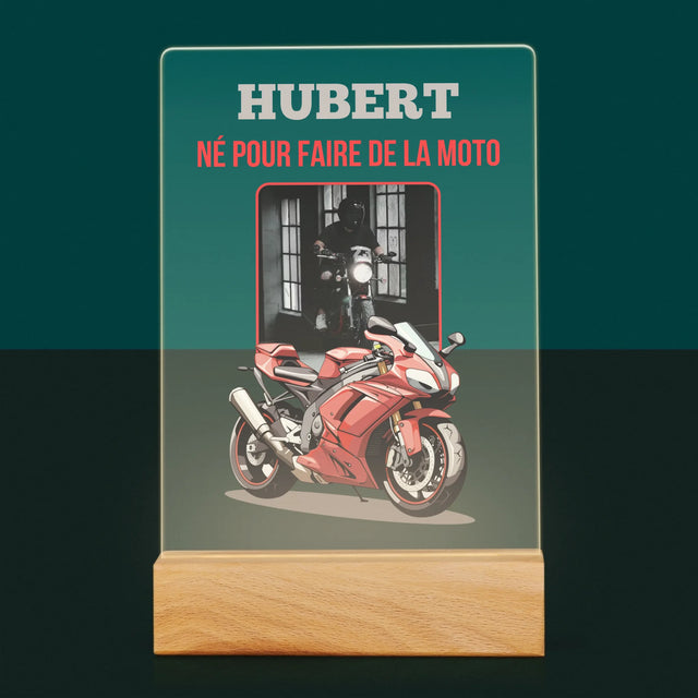La Photo Et Un Texte: Né Pour Faire De La Moto - Impression Sur Verre Acrylique