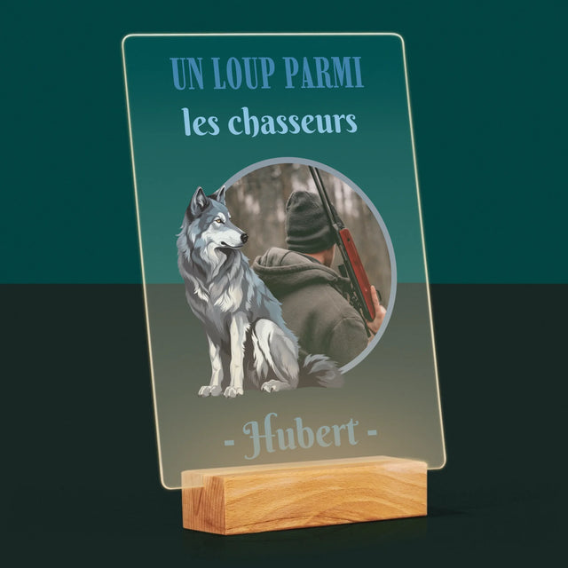 La Photo Et Un Texte: Un Loup Parmi Les Chasseur - Impression Sur Verre Acrylique